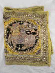 Appraisal: A Siamese stumpwork textile of dancing girls on dragons with