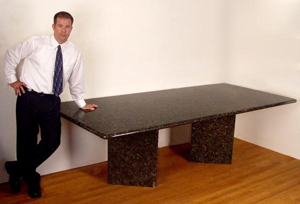 Appraisal: FOOT LONG GRANITE CONFERENCE OR DINING TABLE Double pedestal base