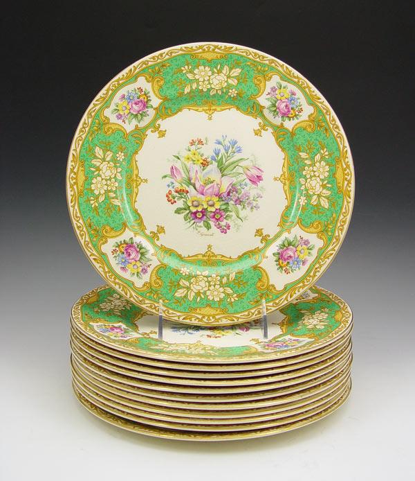 Appraisal: MYOTT SERVICE PLATES Floral design artist name P Granet ''