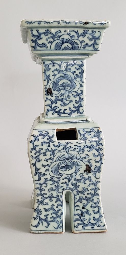 Appraisal: th Century Chinese Blue and White Decorated Incense Burner th