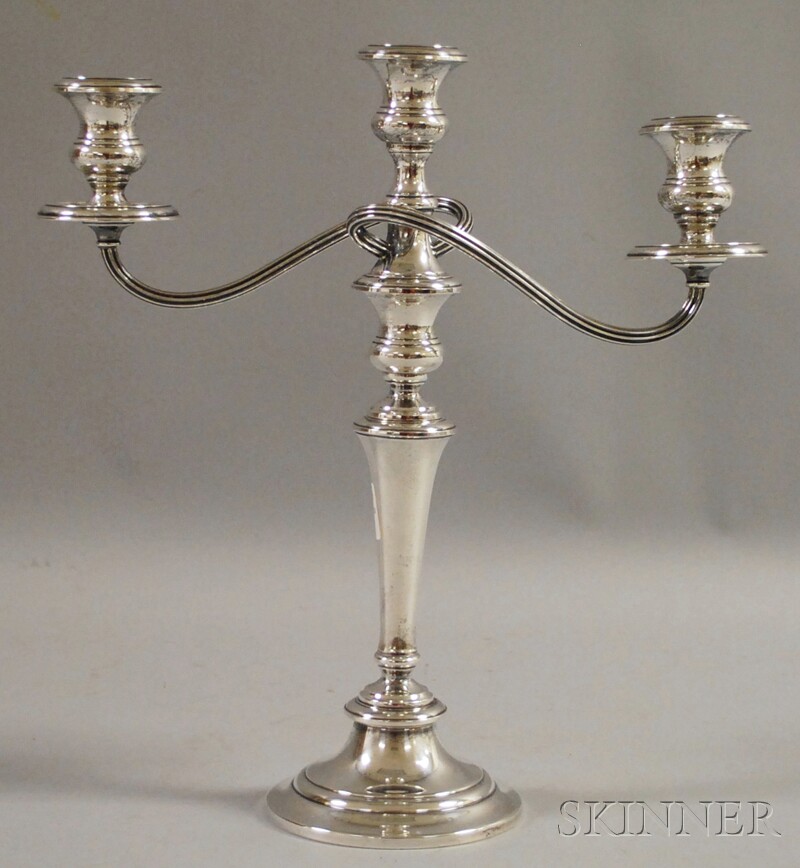 Appraisal: Gorham Weighted Sterling Silver Three-light Convertible Candelabra ht in