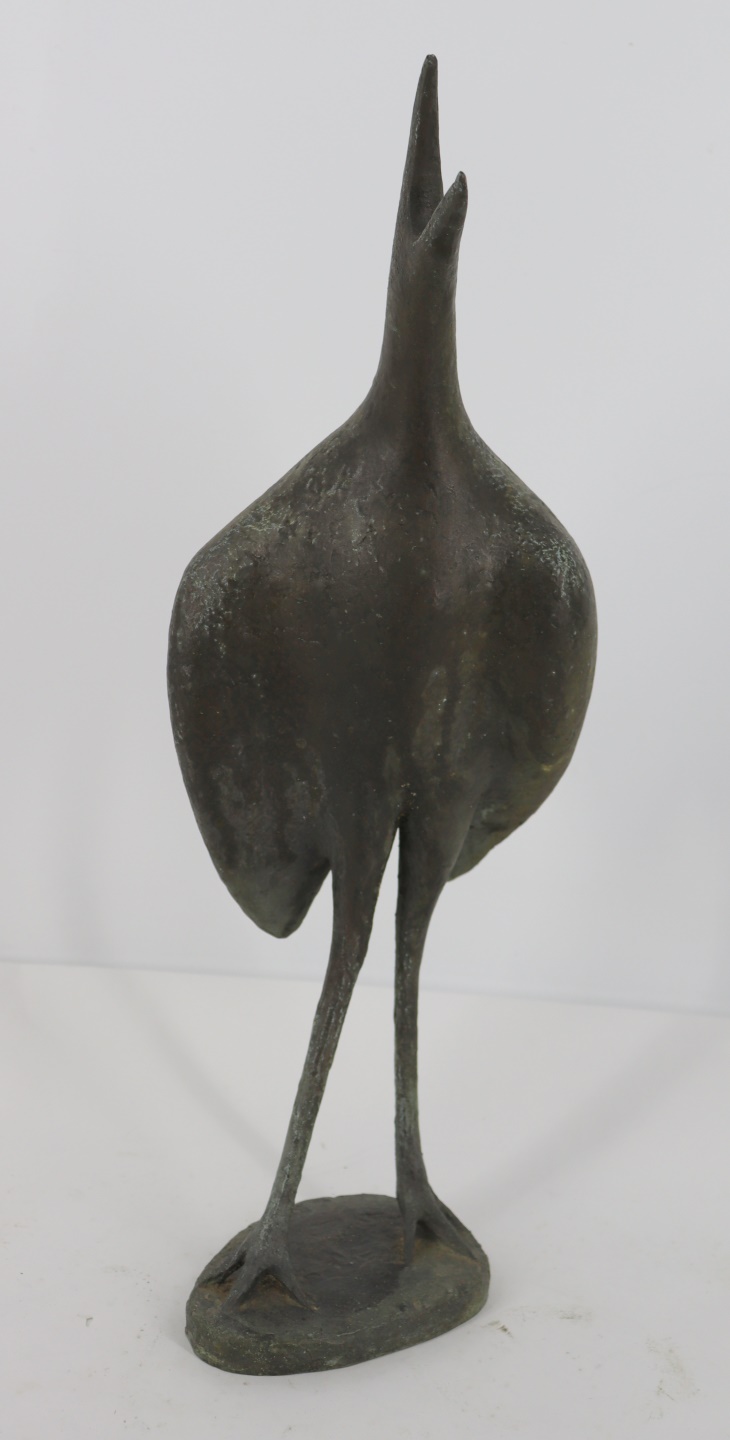 Appraisal: ILLEGIBLY SIGNED BRONZE BIRD SCULPTURE From a Long Island NY