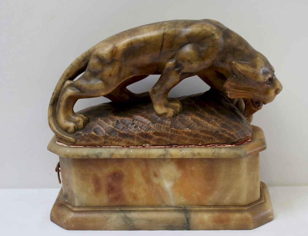 Appraisal: Antique Italian Tiger Form Alabaster Lamp Very decorative lamp in