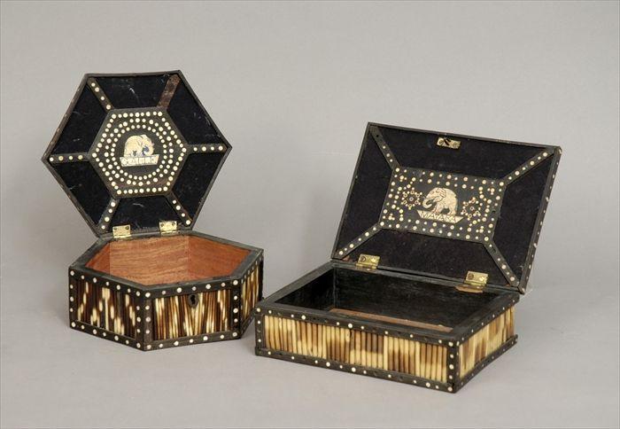 Appraisal: Two Anglo-Indian Porcupine Quill Boxes The inside cover of each