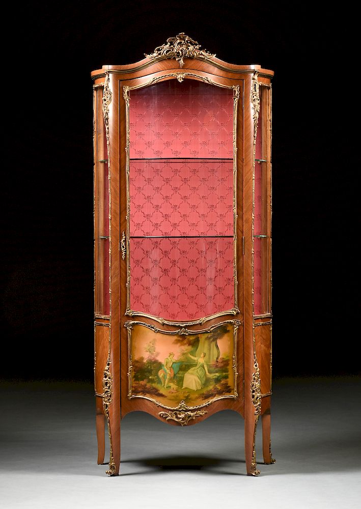 Appraisal: A LOUIS XV STYLE GILT BRONZE MOUNTED AND POLYCHROME PAINTED