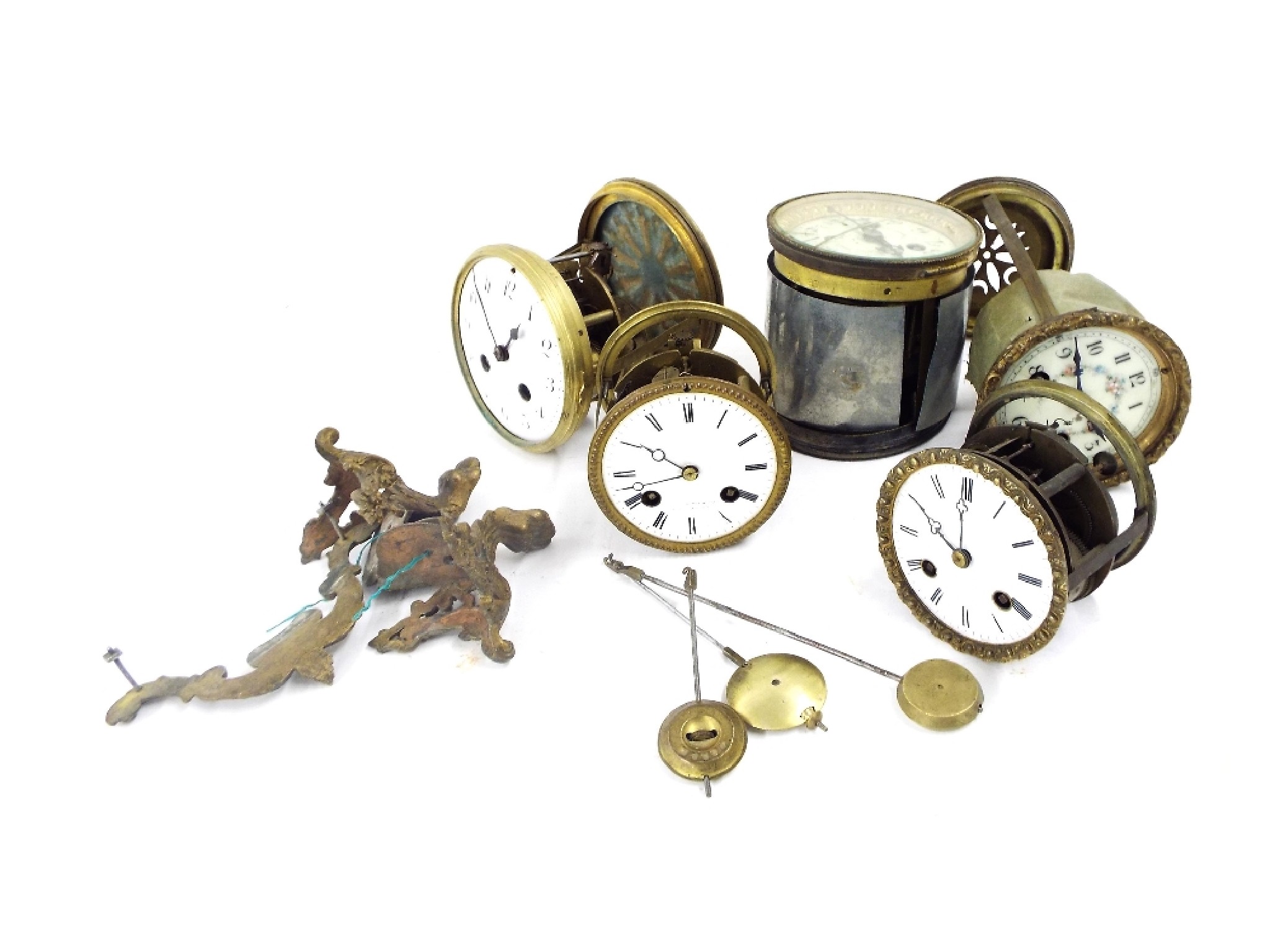 Appraisal: Five various old French clock movements three with pendulums