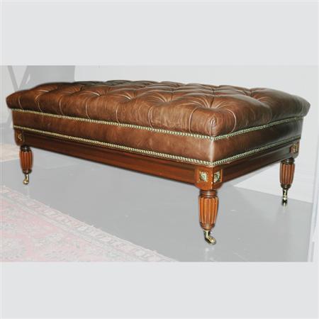 Appraisal: William IV Style Leather Tufted Upholstered Mahogany Ottoman Estimate -