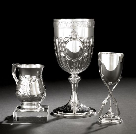 Appraisal: Three Victorian Silverplate Presentation Cups fourth quarter th century including