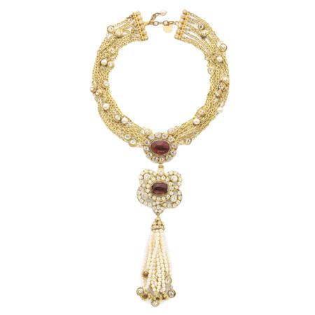 Appraisal: Gripoix for Chanel Necklace with Tasseled Pendant Estimate -