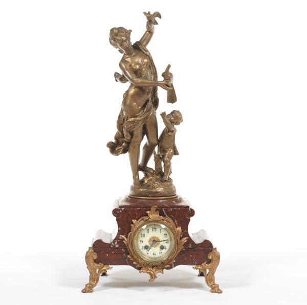 Appraisal: Late th Century Figural Case with Clock thick x wide