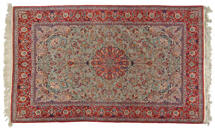 Appraisal: OUTSTANDING AND FINE WOOL AND SILK ISFAHAN ORIENTAL CARPET Mid