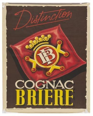 Appraisal: Unframed French lithograph advertising poster on paper Distinction Cognac Briere