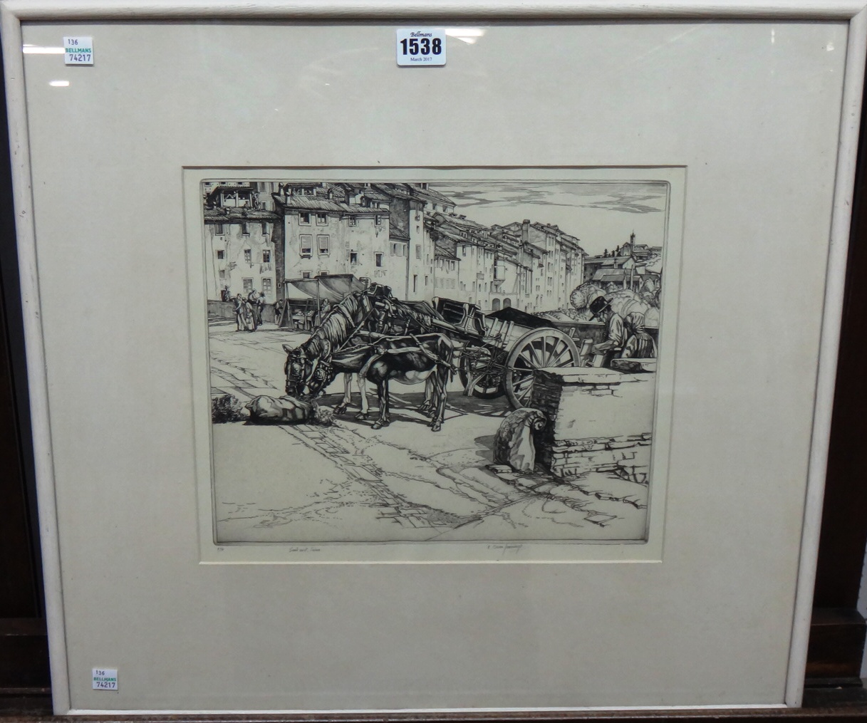 Appraisal: E Owen Jennings early th century Sand Cart Siena etching