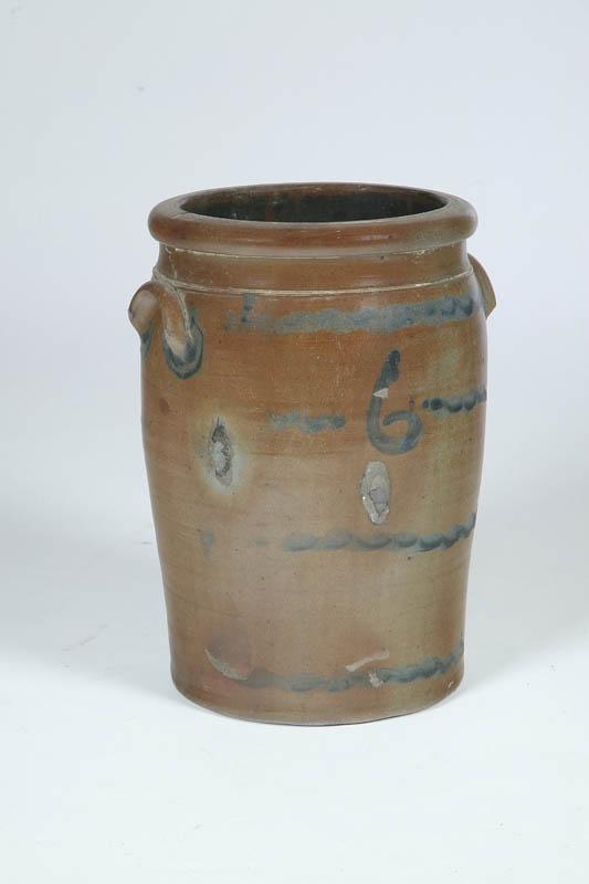 Appraisal: STONEWARE CHURN American nd half- th century Brushed cobalt and