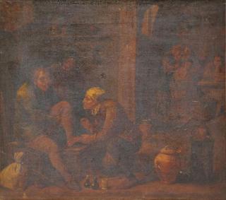 Appraisal: th th C Oil on Canvas Interior Genre Scene From