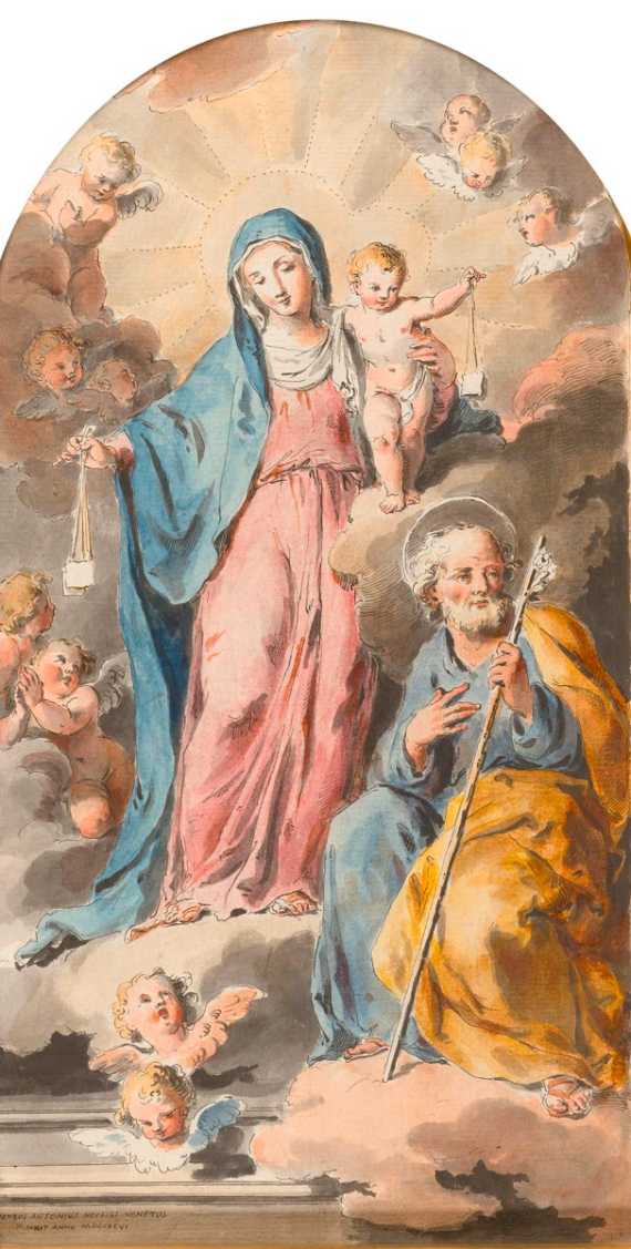 Appraisal: NOVELLI PIETRO ANTONIO Venice The Holy Family Grey pen watercolour