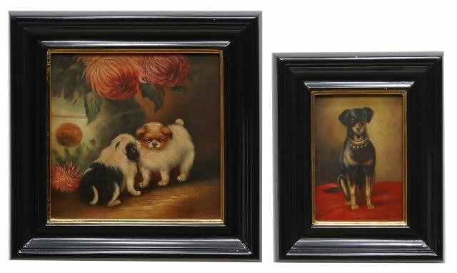 Appraisal: lot of Decorative framed paintings on board unsigned label verso