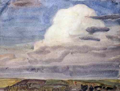 Appraisal: George Clausen - - Watercolour - Country landscape ins x