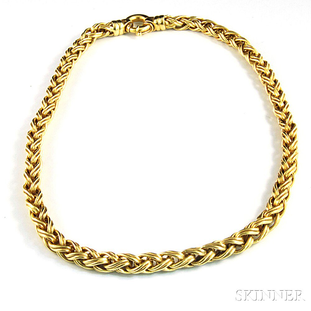 Appraisal: kt Gold Wheat-link Chain Necklace lg in total dwt Estimate