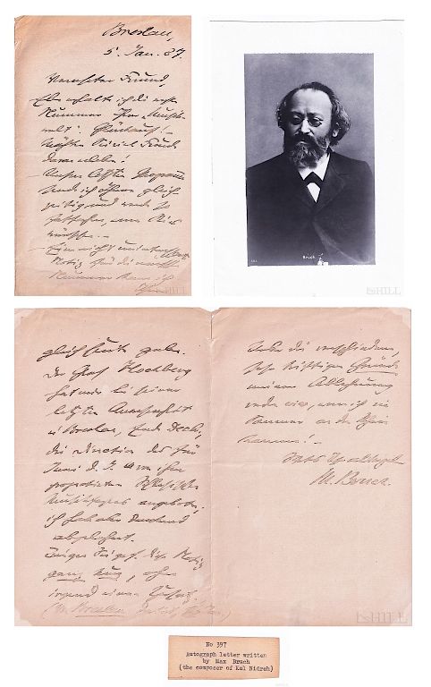 Appraisal: Max Christian Friedrich Bruch SIGNED Letter Photo Max Christian Friedrich