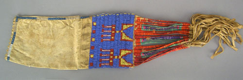 Appraisal: Plains Indian beaded hide tobacco bag late th c h