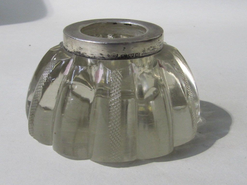 Appraisal: Silver topped moulded glass matchholder striker Chester