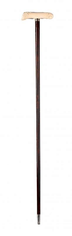 Appraisal: Walking Stick with Ivory Handle T shaped handle with floral