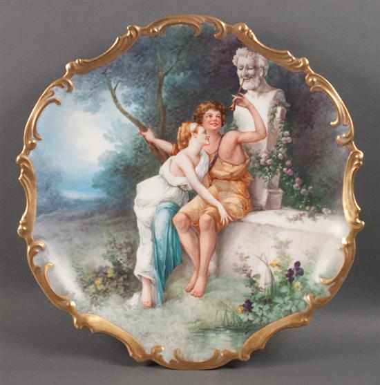 Appraisal: Limoges painted transfer decorated porcelain charger late th century decoration