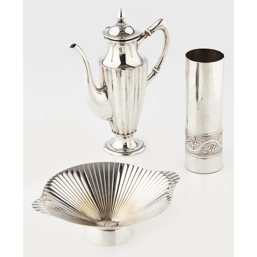 Appraisal: A collection of Continental silver to include a water pot