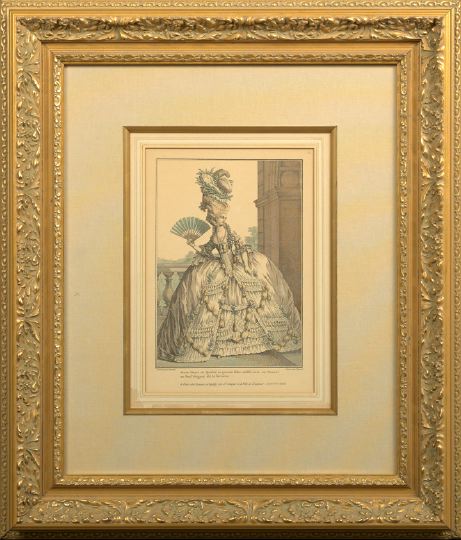 Appraisal: After Claude-Louis Desrais French - two framed hand-colored engravings one