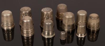 Appraisal: Four sterling silver thimbles three others two thimbles stamped silver