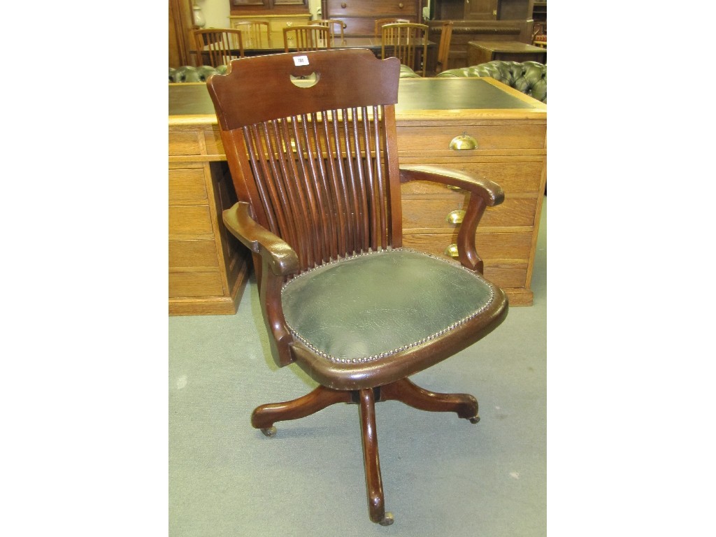 Appraisal: Victorian oak swivel desk chair