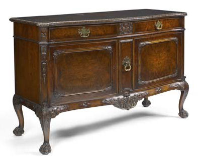 Appraisal: An early th century walnut serpentine sideboard By Waring and