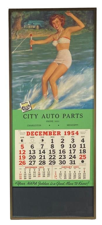 Appraisal: NAPA Metcalf Pinup CalendarFrame x Some rusting to staples on