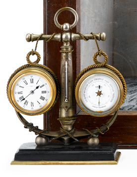 Appraisal: Bronze and metal barometer and clockstrabling newbury