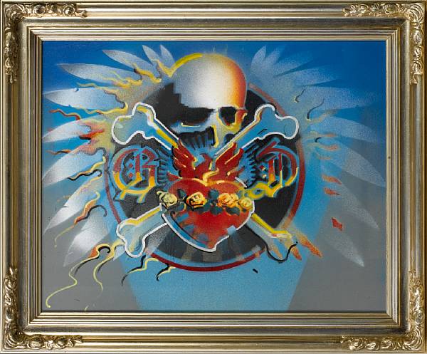 Appraisal: Rick Griffin Grateful Dead - Reckoning Skull and Heart airbrushed