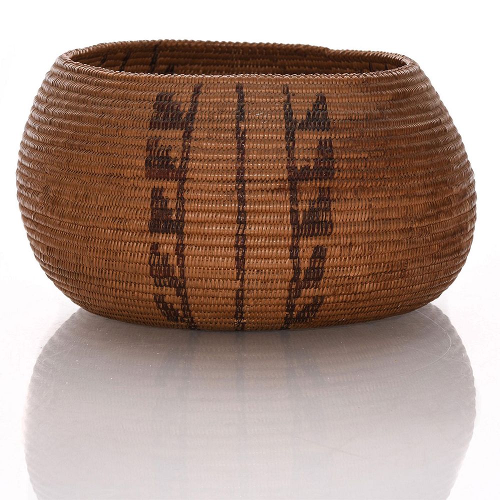 Appraisal: NATIVE AMERICAN TRIBAL WOVEN BASKET BOWL Traditional design in columns