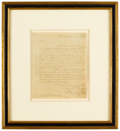 Appraisal: Autograph letter signed George Washington philadelphia pa january