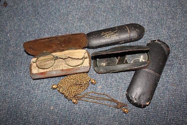 Appraisal: FOUR PAIRS OF ANTIQUES SPECTACLES together with a small gilt