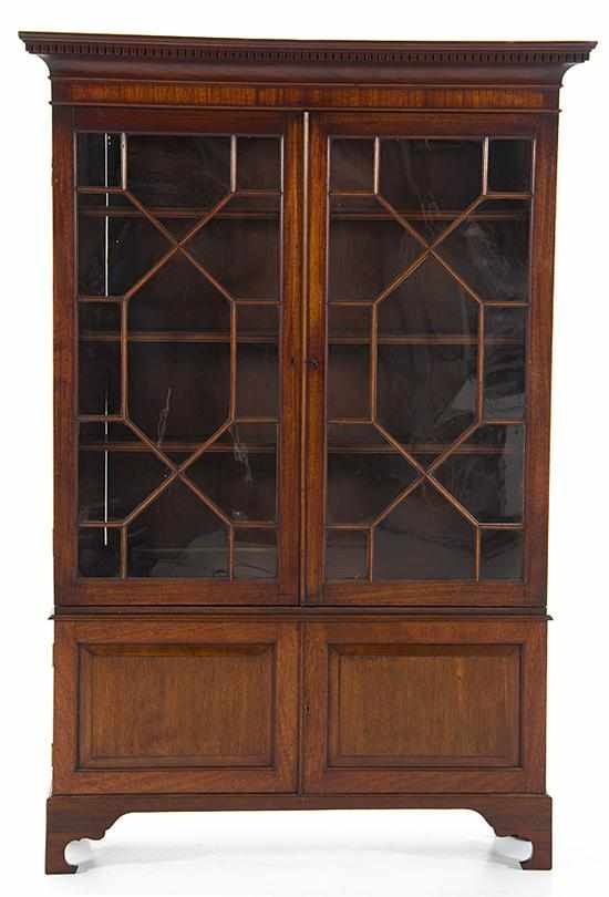 Appraisal: Chippendale style mahogany bookcase th century and later dentil-molded cornice