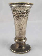 Appraisal: Liberty Co A silver wide based trumpet vase with hammmered