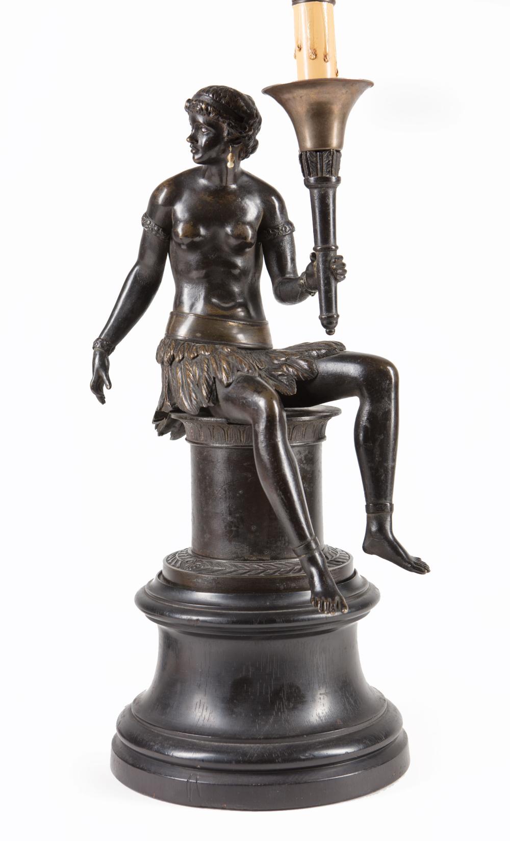 Appraisal: French Patinated Bronze Bon Sauvage th c modeled seated on