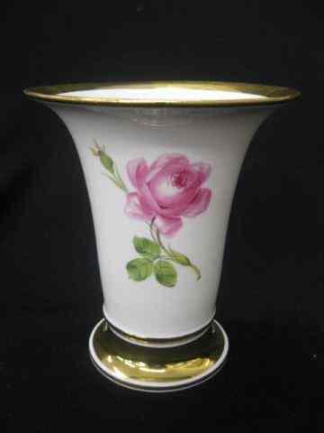 Appraisal: Meissen Porcelain Vase handpainted rose decor gold trim crossed swords