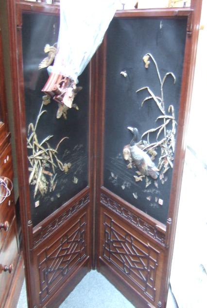 Appraisal: A Japanese Meiji period two fold screen the pierced fret