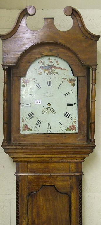 Appraisal: Oak thirty hour longcase clock painted arched dial signed I