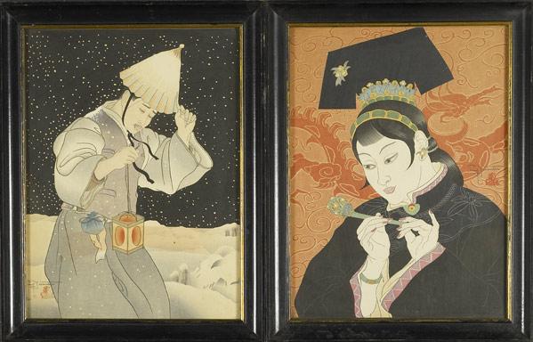 Appraisal: PAUL JACOULET French - Two woodcuts Chinoise from Les Jades