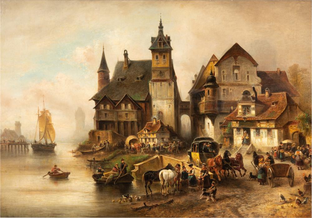 Appraisal: WILHELM ALEXANDER MEYERHEIM - German village oil on board signed