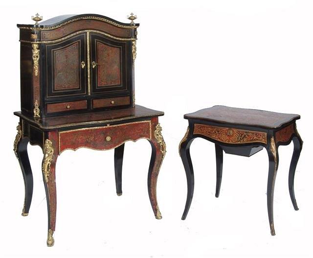 Appraisal: A FRENCH EBONISED RED TORTOISESHELL AND BRASS INLAID BUREAU DE