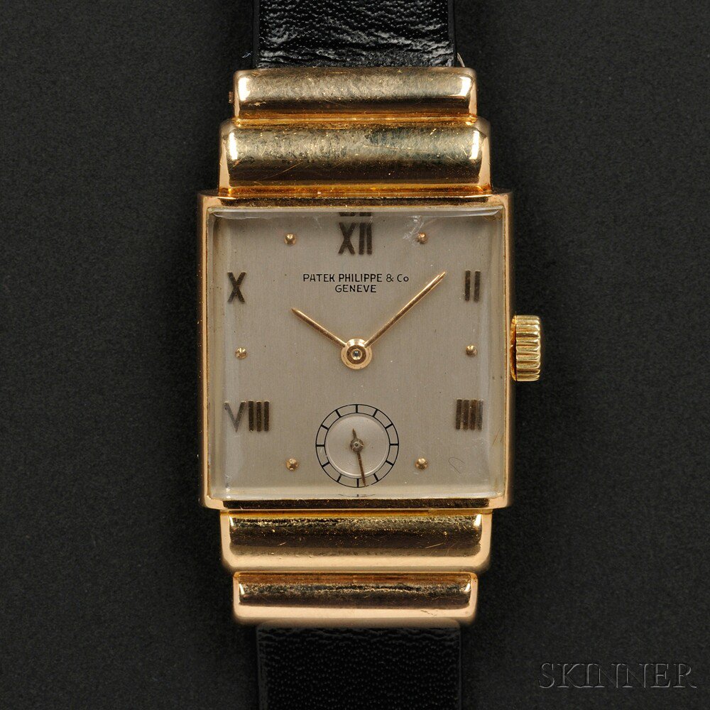 Appraisal: kt Gold Wristwatch Patek Philippe c the silvertone metal dial