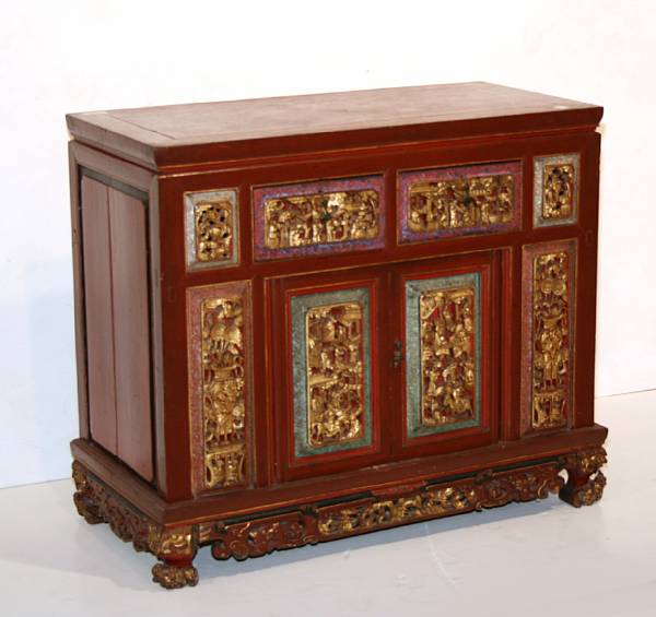 Appraisal: A cabinet th Century Decorated with architectural panels painted in